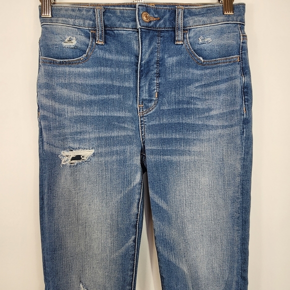 American Eagle Dream Super Hi-Rise Jegging Distressed Ripped 0 Regular - Picture 3 of 9